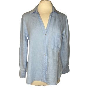 Zara Periwinkle Blue Linen Button Up Sz M